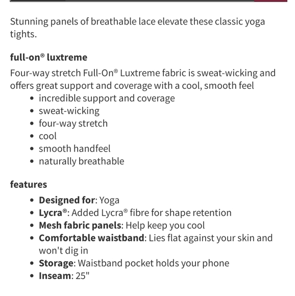 Lululemon Wunder Under Lace Tight 25" Black - Picture 4 of 5